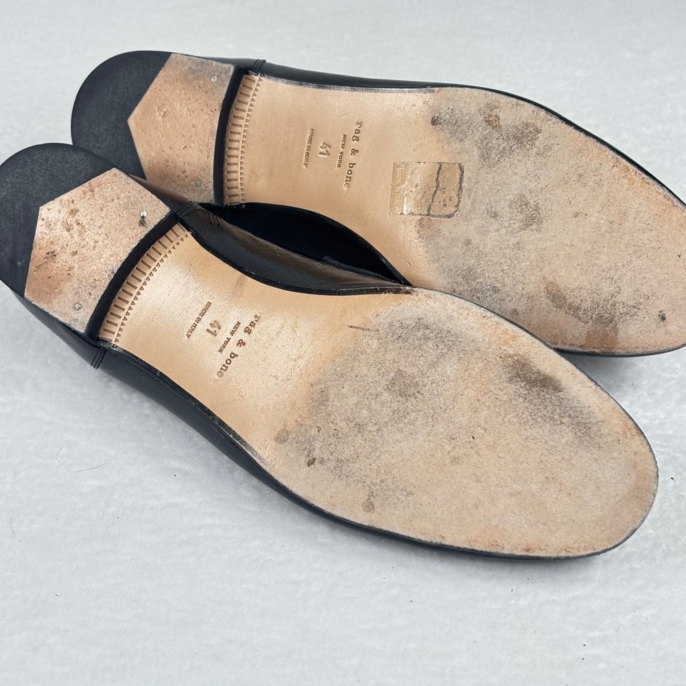 Rag & Bone Loafers Black Leather Silver Chain Horsebit EU 41 US 10 -‎ 10.5 ITALY - Picture 4 of 10